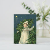 Carte d'illustration de la fille de Noël Vintage (Debout devant)