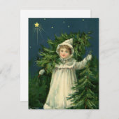 Carte d'illustration de la fille de Noël Vintage (Devant / Derrière)