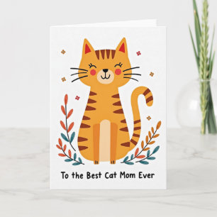 Carte d'illustration de la maman du chat orange