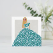 Carte d'illustration de la robe florale blanche (Debout devant)