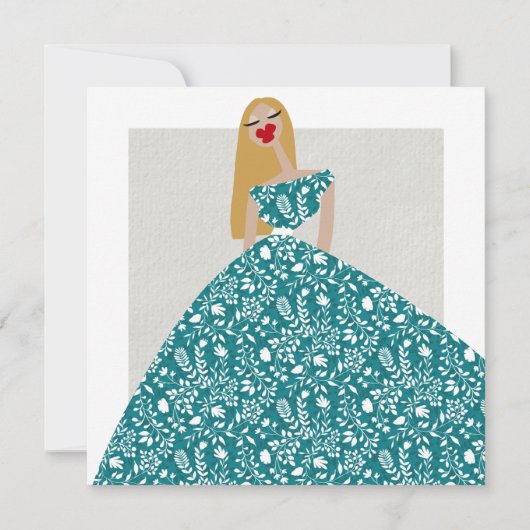 Carte d'illustration de la robe florale blanche (Devant)