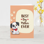 Carte d'illustration de mère de chien (Fleur jaune)