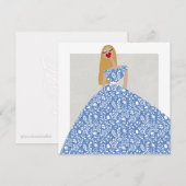Carte d'illustration de mode de robe florale blanc (Devant / Derrière)