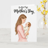 Carte d'illustration de nouvelle maman (Fleur jaune)