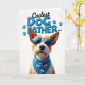Carte d'illustration de père de chien cool (Fleur jaune)