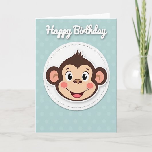 Carte d'illustration de singe d'anniversaire (Devant)