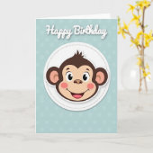 Carte d'illustration de singe d'anniversaire (Fleur jaune)