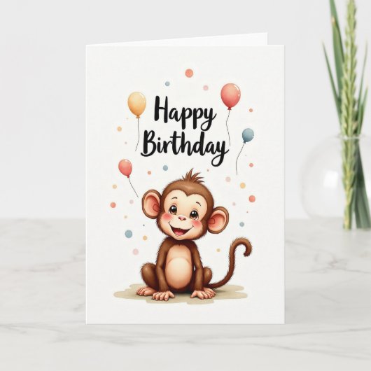 Carte d'illustration de singe mignon (Devant)