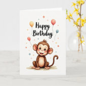 Carte d'illustration de singe mignon (Fleur jaune)