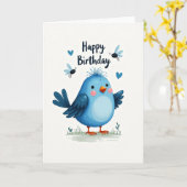 Carte d'illustration d'oiseau doux (Fleur jaune)