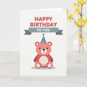 Carte d'illustration d'ours d'anniversaire (Fleur jaune)