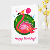 Carte d'illustration Flamant rose Party (Fleur jaune)