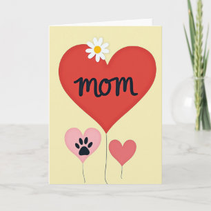 Carte d'illustration Maman à cœur rouge