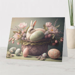 Carte d'illustration pastel de vœux de Pâques joye