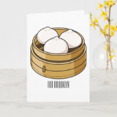 Carte Dim sum dessin animé (Fleur jaune)