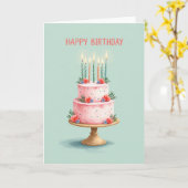 Carte d'image de gâteau d'anniversaire floral (Fleur jaune)
