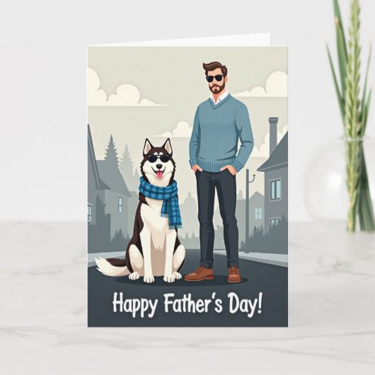 Carte d'image de la fête des pères avec un chien c (Devant)