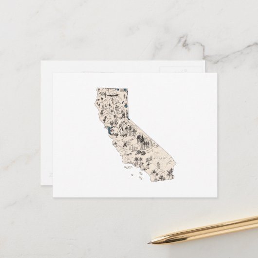 Carte d'image Vintage Californie Antique State Cha (Devant/Arrière en situation)