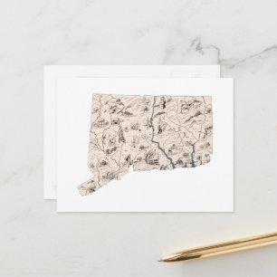 Carte d'image Vintage Connecticut Antique Chart