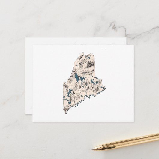 Carte d'image Vintage du Maine Antique State Chart (Devant/Arrière en situation)