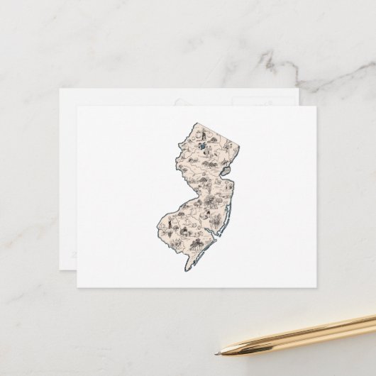 Carte d'image Vintage du New Jersey Antique State  (Devant/Arrière en situation)