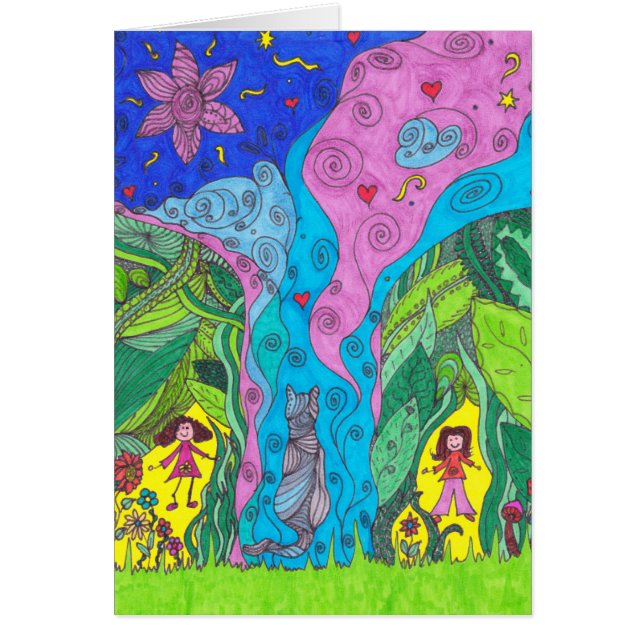 Carte d'imaginaire - chat et les gens (Devant)