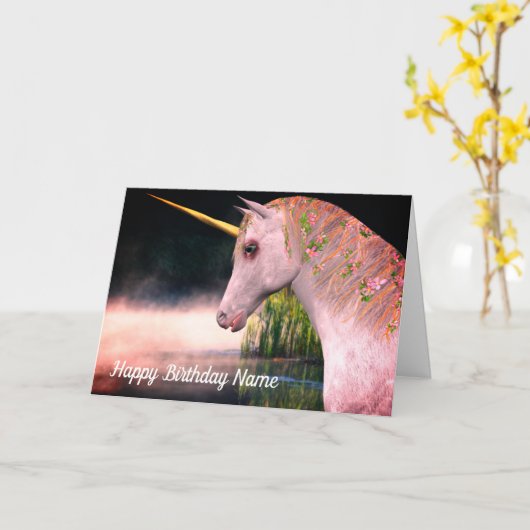 Carte D'Imaginaire D'Anniversaire Unicorn Et Mist (Fleur jaune)