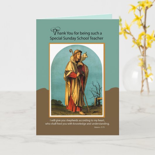 Carte dimanche Merci enseignant de l'école Bon Pasteur (Fleur jaune)