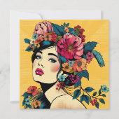 Carte d'impression d'art Femme avec fils de fleurs (Devant)