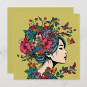 Carte D'Impression D'Art Femmes À L'Automne Avec B (Devant / Derrière)