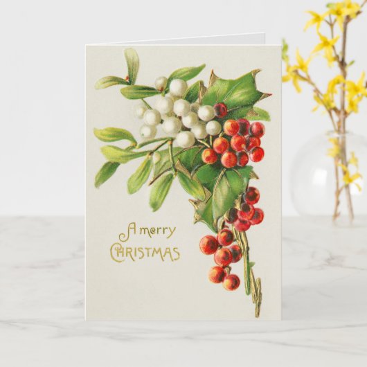 Carte d'impression Vintage Christmas Holly (Fleur jaune)