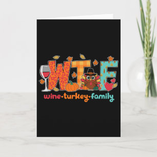 Carte Dinde au vin Famille Drôle de dîner de Thanksgivin