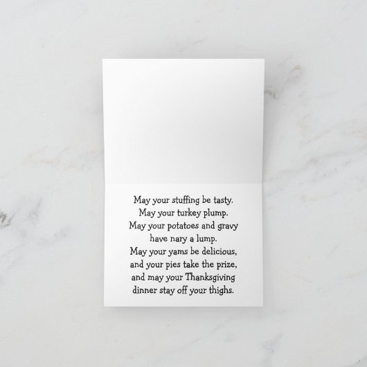 Carte Dinde avec drapeau - Message de Thanksgiving (Intérieur)