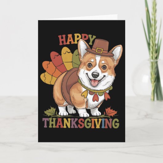 Carte Dinde de chien Corgi de Thanksgiving (Devant)