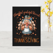 Carte Dinde de remerciement Heureux Action de grâce Béni (Fleur jaune)