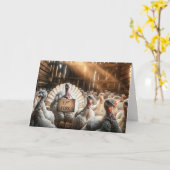 Carte Dinde de Thanksgiving avec un panneau drôle (Fleur jaune)