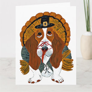 Carte Dinde de Thanksgiving Basset Hound