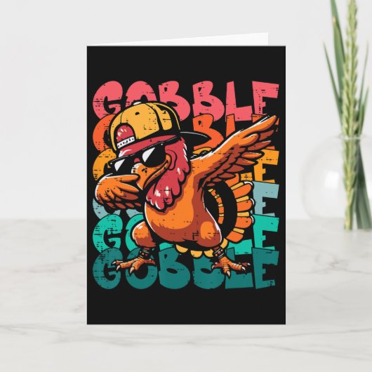 Carte Dinde de Thanksgiving Dab Gobble Drôle de garçons (Devant)