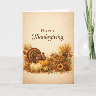 Carte Dinde de Thanksgiving de récolte rustique classiqu
