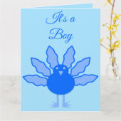 Carte Dinde de Thanksgiving Garçon Bébé Bleu Mignon Pers (Fleur jaune)