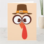 Carte Dinde de Thanksgiving Mignonne Drôle Visage de Des (Devant)