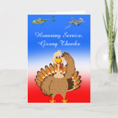 Carte Dinde de Thanksgiving militaire saluant (Devant)