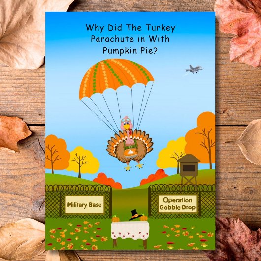 Carte Dinde de Thanksgiving parachutée dans une base mil