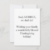 Carte Dinde de thanksgiving personnalisée photo saison p (Dos)