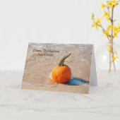 Carte Dinde de Thanksgiving sur la plage  (Fleur jaune)
