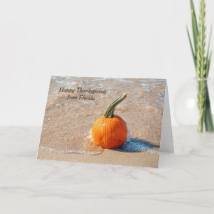 Carte Dinde de Thanksgiving sur la plage 