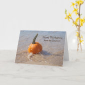 Carte Dinde de Thanksgiving sur la plage (Fleur jaune)