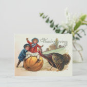 Carte Dinde de Thanksgiving vintage Citrouille (Debout devant)