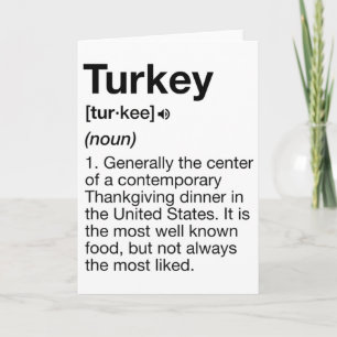 Carte Dinde Définition Amusant Repas de Thanksgiving Cos