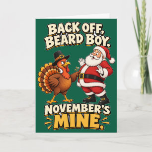 Carte Dinde drôle contre Santa Thanksgiving novembre hum
